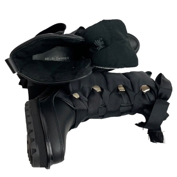 Kelsi Dagger Brooklyn Puffin Boot Black US 8.5 Women Mid Calf Lace Up Lug Sole - Picture 7 of 7